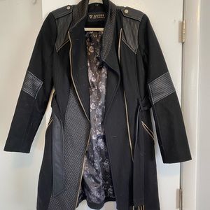 Guess peacoat with beautiful leather and gold accents